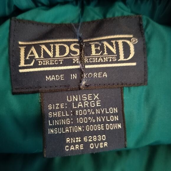 Lands End Down Puffer Vest Snap Button Blue Teal Vintage - Picture 7 of 7